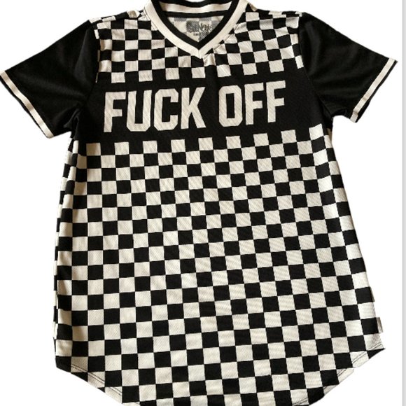 Checkered graphic Jersey T Shirt - Picture 1 of 3